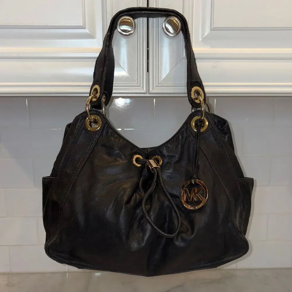 Michael Kors Bag Purse Handbag Leather Ludlow Drawstring Hobo Shoulder Bag
